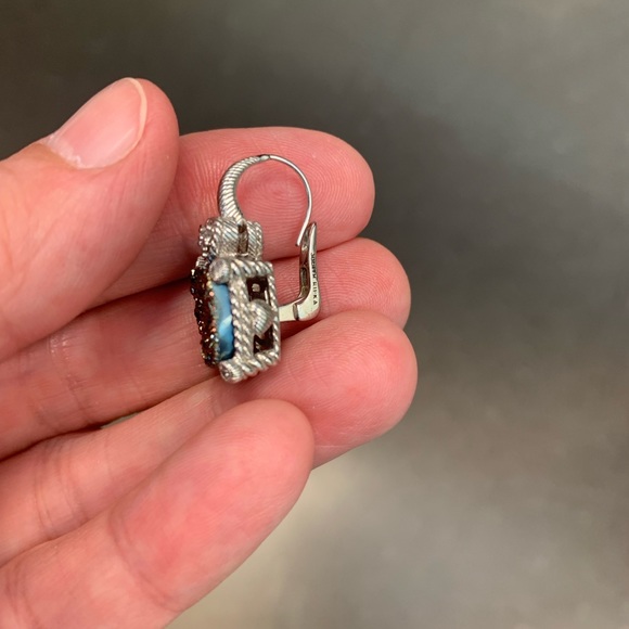 Judith Ripka large SS druzy earrings - Picture 6 of 8